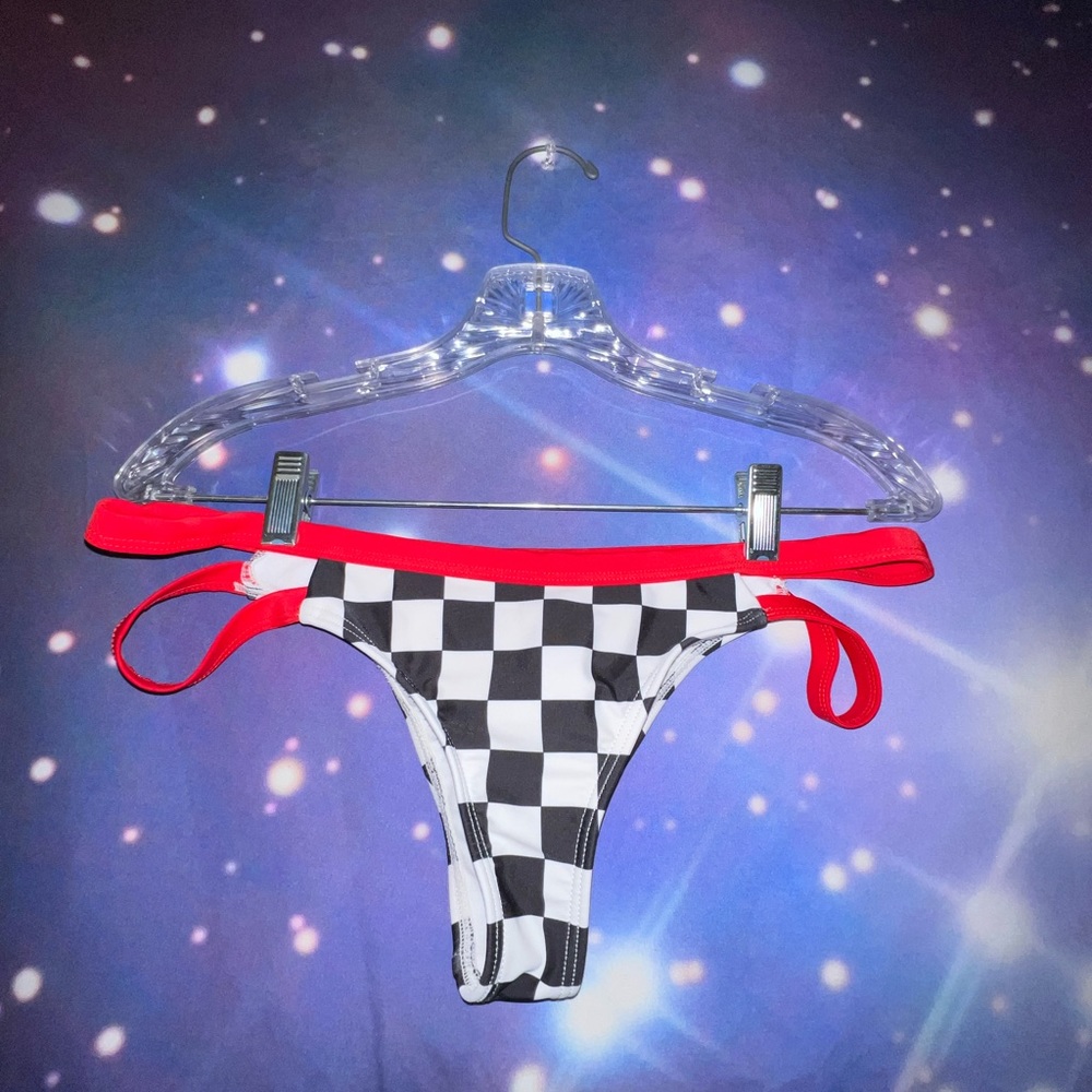 Checkered bathing suit bottoms